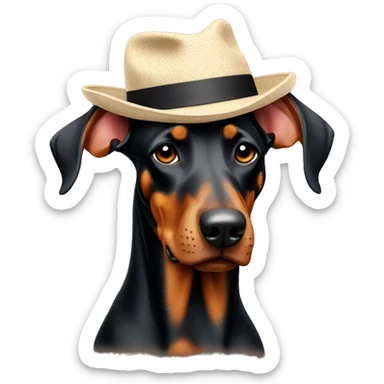 Doberman with hat  sticker