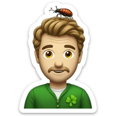 an irishman with a bedbug for a head sticker