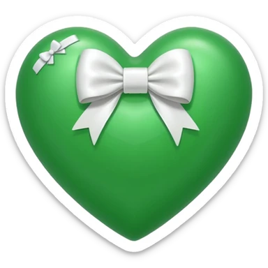 green heart with a white bow wrapped around it sticker