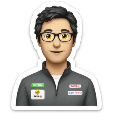 Motorsport Moderator with Dark hair and glasses  sticker