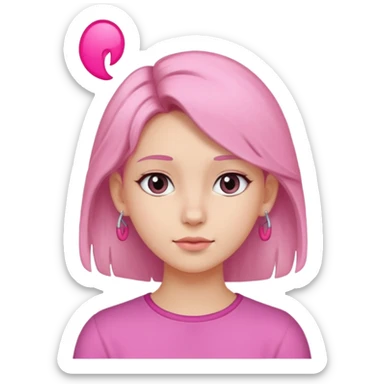 Fait la belle qui met ses cheveux derrière son oreille avec un peut de rose fille  sticker