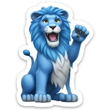 blue lion waving sticker