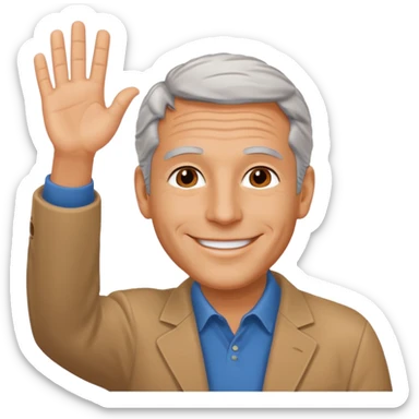 Create an emoji of Epstein waving to the camera in Family Guy style but make it especially like Epstein and not like all old guys sticker