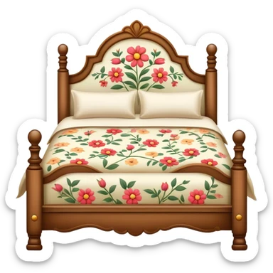 Vintage bed with flower design sticker