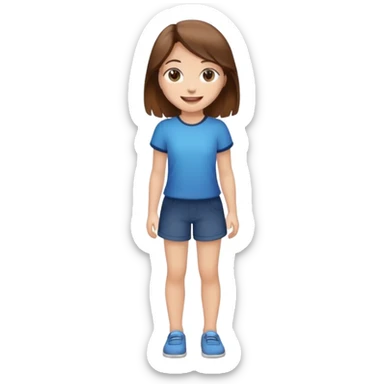 full body girl with brown hair standing up smiling sticker