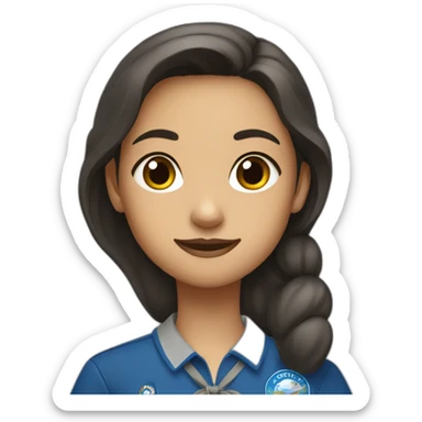 Scout girl with blue shirt and dark blue skirt  sticker