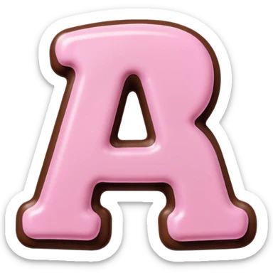 “Single pink bubble letter A, white outline, bottom dipped in chocolate with pink frosting drizzle, kawaii style, glossy, soft shading, clean outline, transparent background, Discord emoji size” sticker