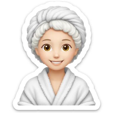 Girl wearing a hair towel sticker