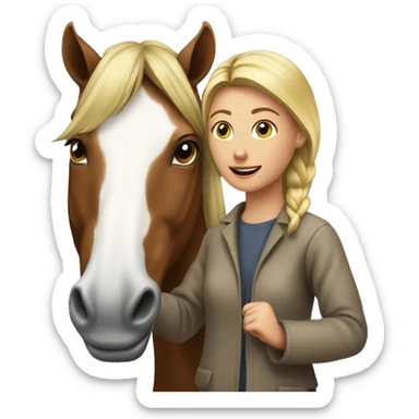 Horse near to woman  sticker