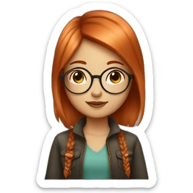 girl with copper hair and round glasses sticker