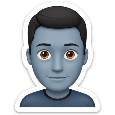 blue grey skin man, wear black shirt sticker