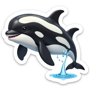 3d Cartoon orca with a tick to show when something has been completed sticker