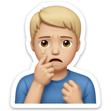 Sob emoji holding fist over mouth sticker