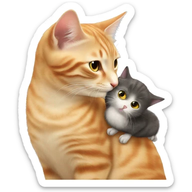 cat kissing chick sticker