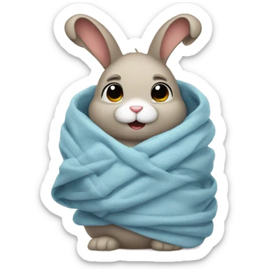 bunny wrapped in a blanket sticker