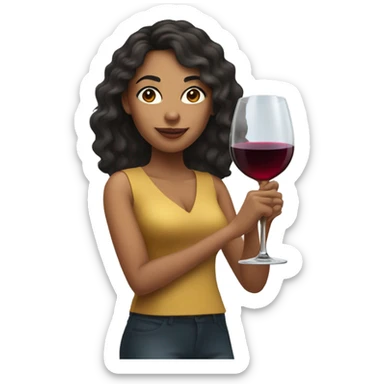 Mixed race woman drinking wine sticker