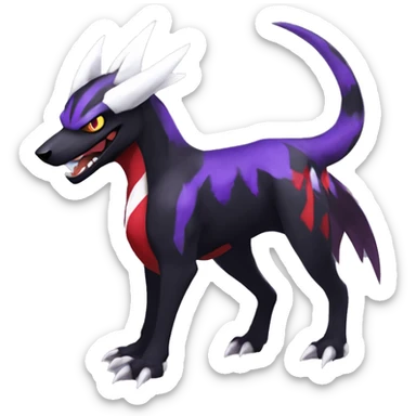 Black Cool Edgy Nargacuga-Houndoom-Garchomp-Noivern Fakémon  with White and Red and purple and black Edgy markings sticker