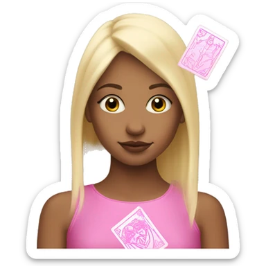 Blonde girl with pink tarot card  sticker