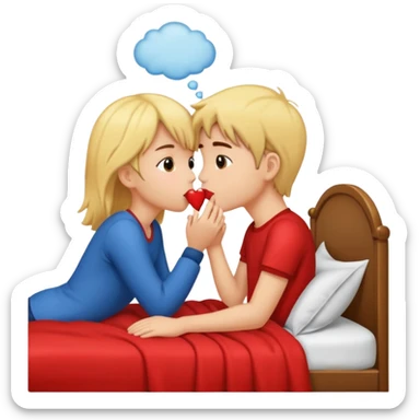 Hot kiss boy and girl Cute in the bedroom  sticker