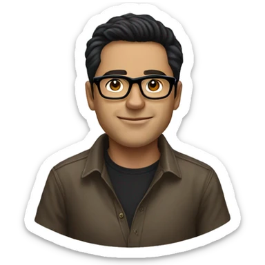 White man with black hair wearing ralph lauren shirt, wearing eyeglasses  sticker