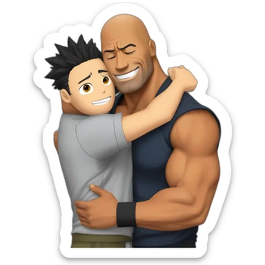 Naruto hugging Dwayne Johnson sticker