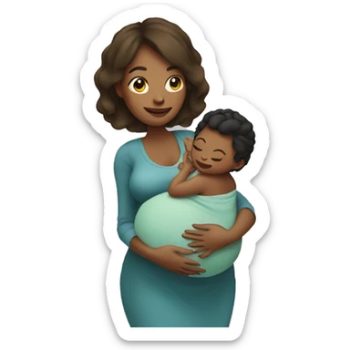 Pregnant mom holding baby sticker