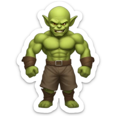 muscular handsome goblin flexing his muscles no hair sticker