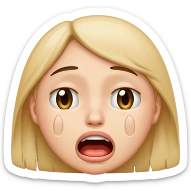 make a super sad face that its crying so hard that his mouth is super wide a normal emoji sticker