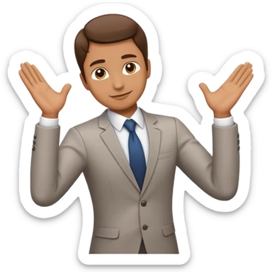 back view of a professional person in office attire, standing straight, arms relaxed, simple and smooth emoji design, white background sticker