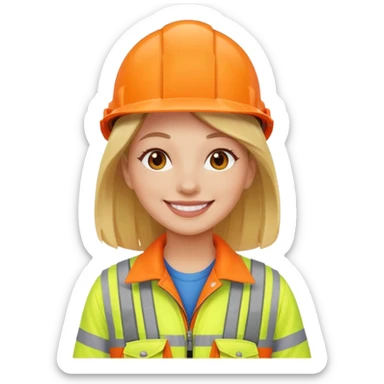 woman in orange hi vis overalls smiling sticker