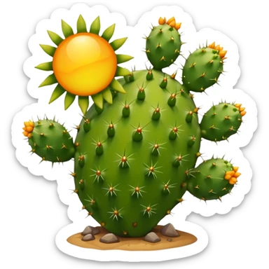 prickly pear cactus with sun in background sticker