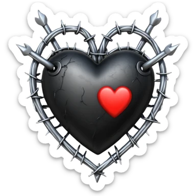 realistic gothic heart with barbed wire sticker