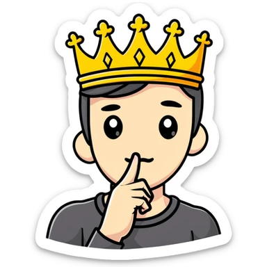 shush face with finger to lips and crown sticker