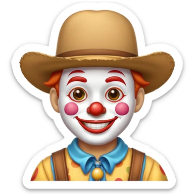Clown emoji wearing cowboy hat sticker