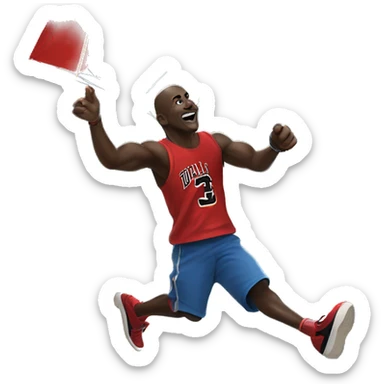 Michael Jordan flying a kite during an electric storm sticker