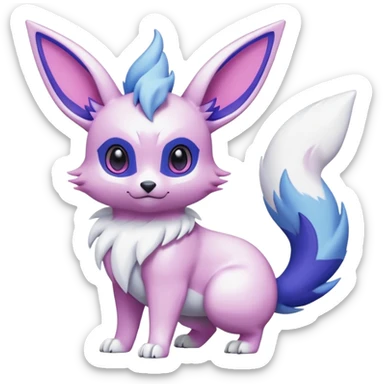 Frosty Albino Shiny White with Violet and Indigo and pink markings Eevee-Liepard-Zangoose-Pokémon-Digimon-Fakémon-fusion-hybrid-creature sticker