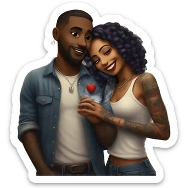 Romantic carnival date for beautiful tattooed couple sticker