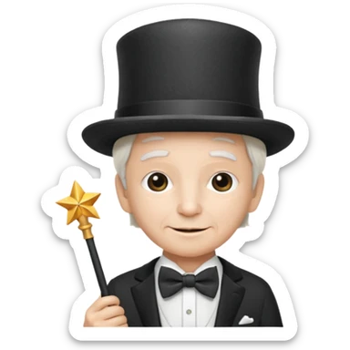 67 kid with a bowtie, a fancy hat and a wand sticker