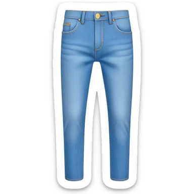 A 3D cartoon sky-blue denim jeans with pockets and stitching details, casual slim fit, clean isolated background, Memoji-style. sticker