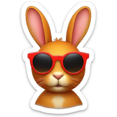 red rabbit with yellow round sunglasses sticker