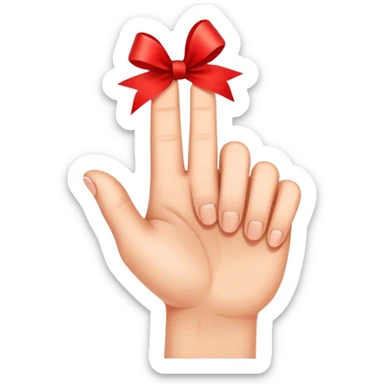 index finger with red ribbon sticker