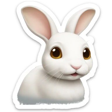 White bunny with half a light brown nose and brown ear  sticker