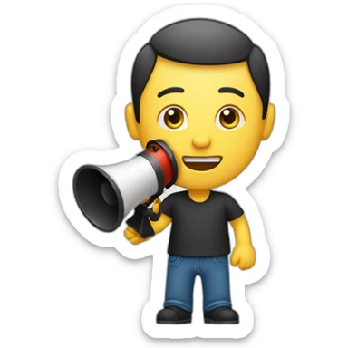 a man with a loudspeaker sticker