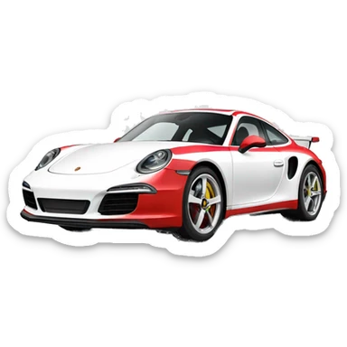 Porsche red and White  sticker