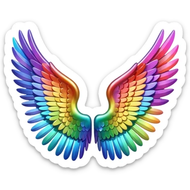 A 3d not too detailed rainbow prismatic angel wing sticker