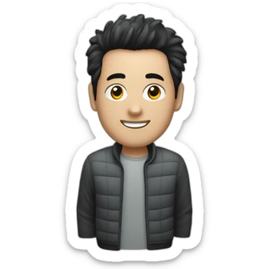 A man with black short hair and the car “Skoda Yeti” in dark grey colour sticker