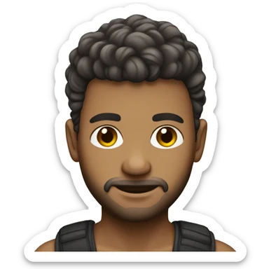 haire-haired male portrait solo, white skin sticker