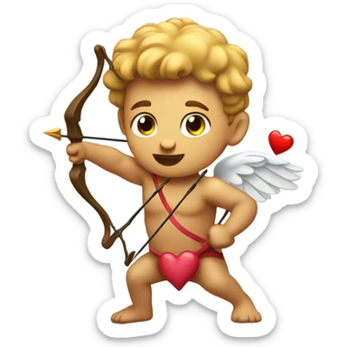 Cupid firing his heart bow sticker
