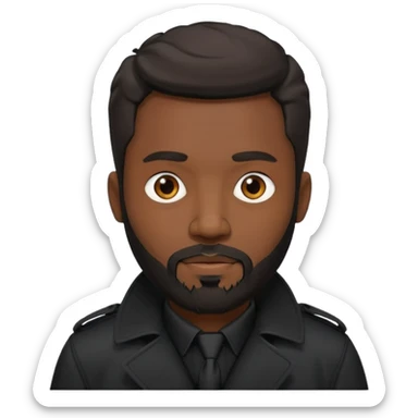 black bearded man in black shirt in black trenchcoat  sticker