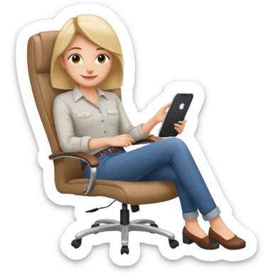 girl that is moving in their chair of work but its not disable just lazy  sticker